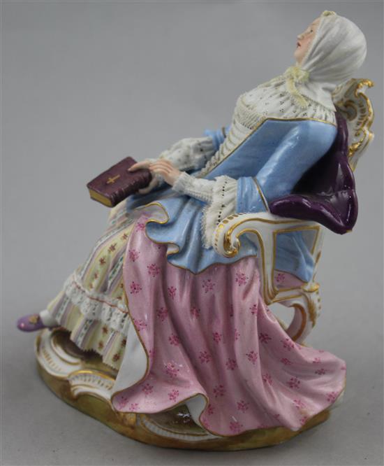 A Meissen figure of the Good Housekeeper, late 19th century, 15.5cm, losses